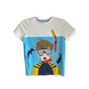Mini Boden Size 9-10 Snorkeling Boy And Hammerhead Sharks Top